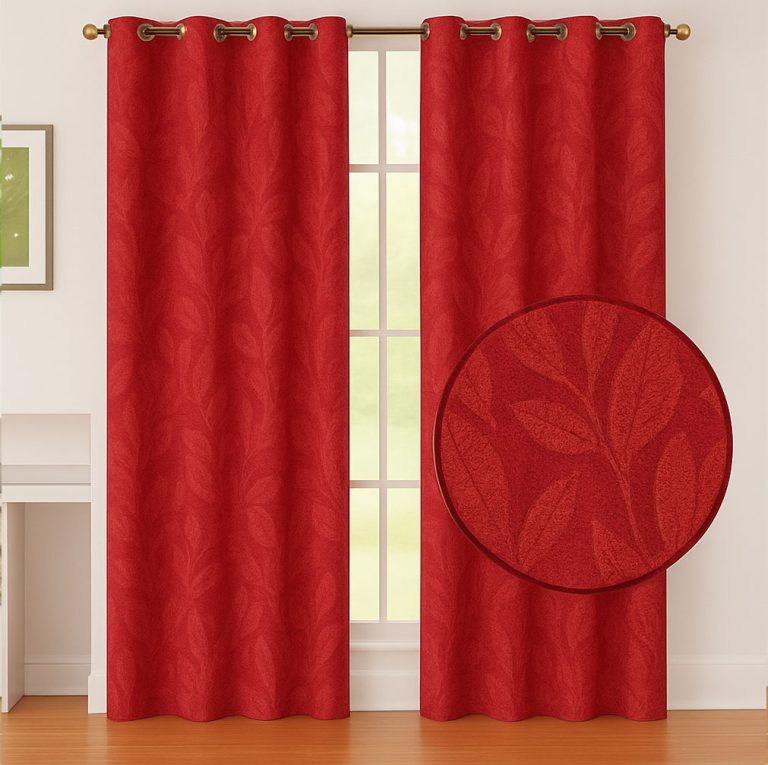 cortinas-Jacquard-flores-rojo-